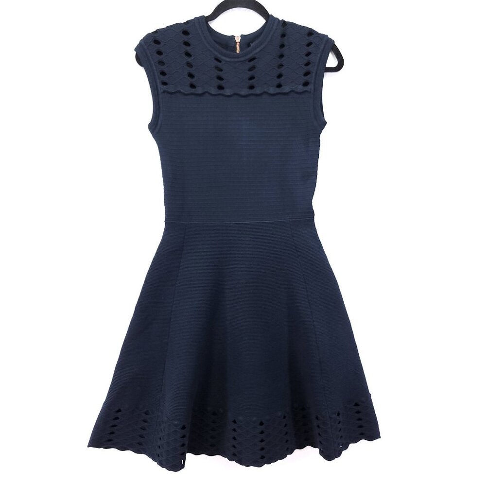 Ted Baker Womens Fit & Flare Sweater Dress Dark Blue Sleeveless Size 2